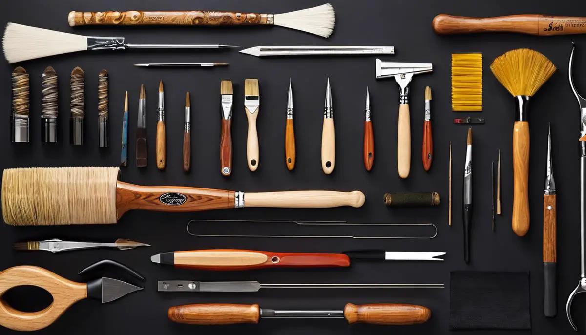 A diverse collection of tools, wood, fabric, and paintbrushes, representing the various DIY skills mentioned in the text.