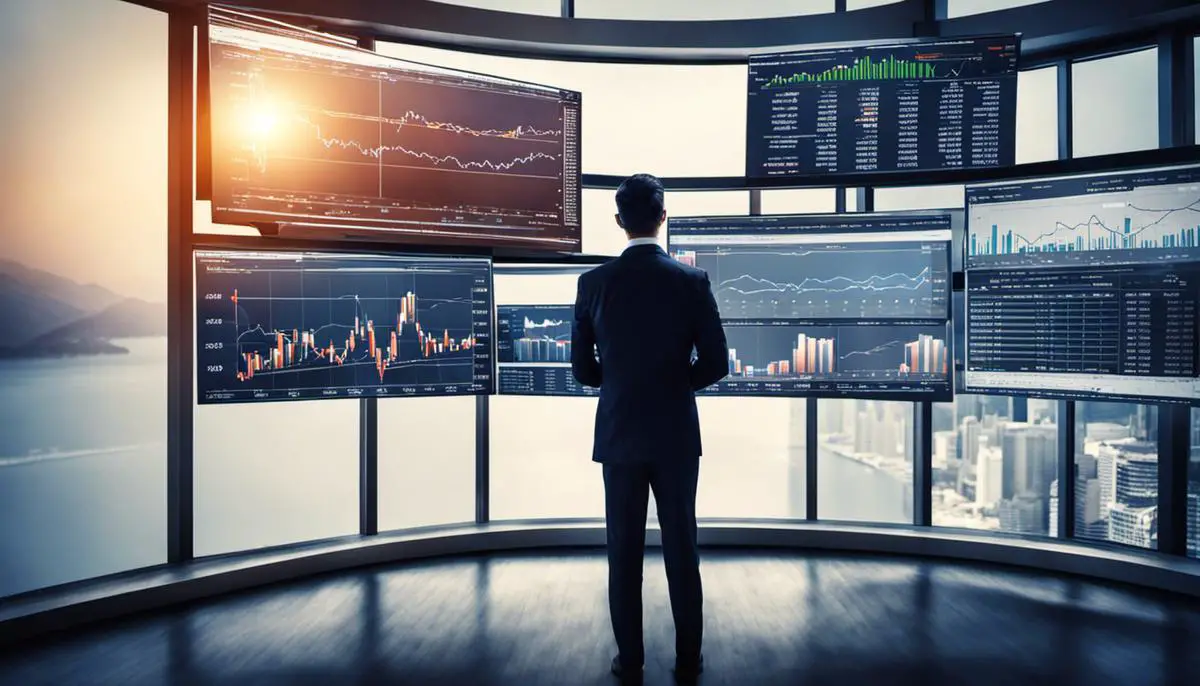 Image of a person analyzing financial charts and graphs, symbolizing the topic of financial success and strategizing goals for a visually impared individual.