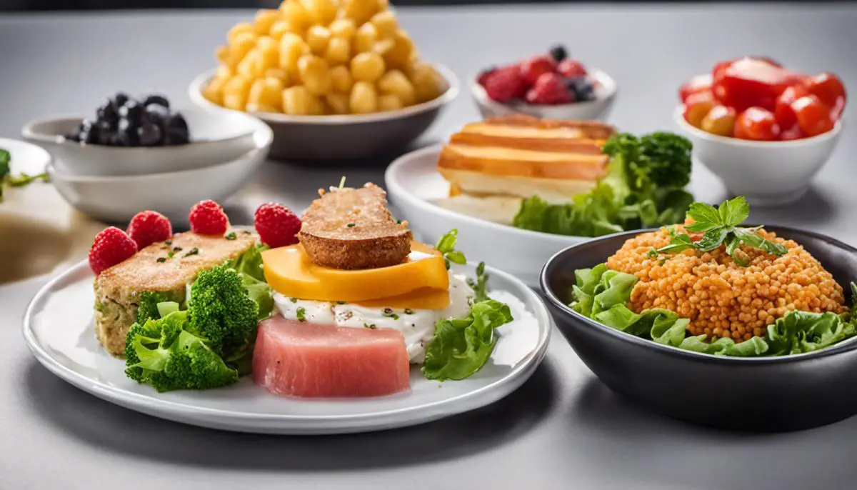 Image of the portions of different food items served on a plate, showcasing portion control strategy.